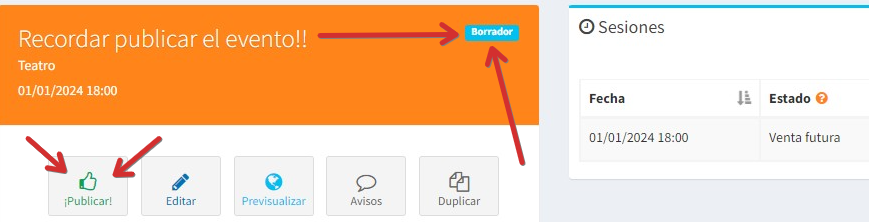 recordar publicar evento